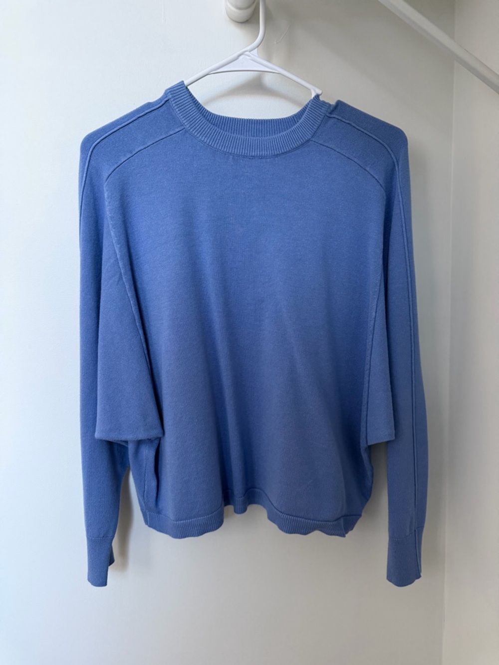 Blue Knit Crop Top Crew Neck Sweater, NWT, Size S